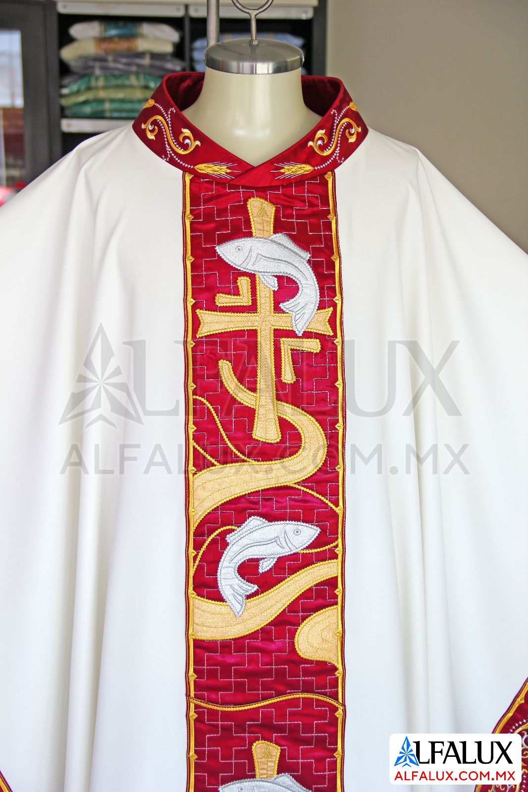 22 PECES Alfalux Casulla Laterales Blanco Rojo ClloBord 133